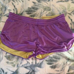 Nike Purple and Yellow Athletic Shorts